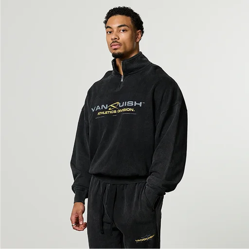 QUICKSTRIKE BLACK 1/4 OVERSIZED 1/4 ZIP SWEATER