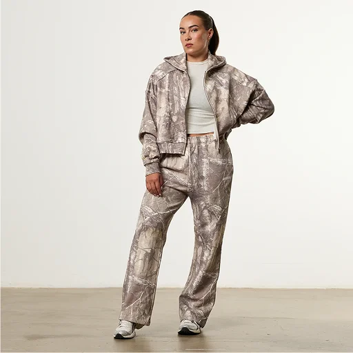 WOMENS CAMO OVERSIZED CROPPED HOODIE