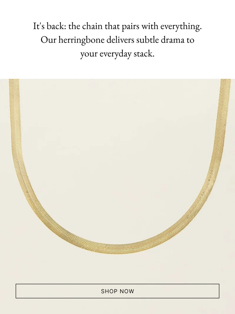 14k Solid Gold Herringbone Chain Necklace 2.2mm