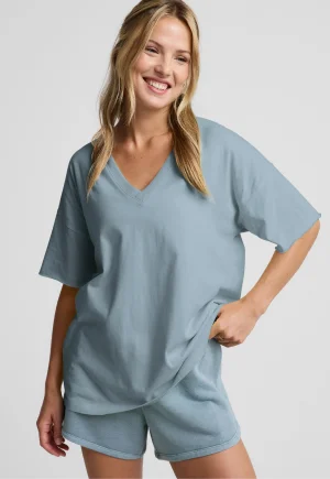 SoftKnit Better Than Ever Oversized V-Neck Cotton Tee