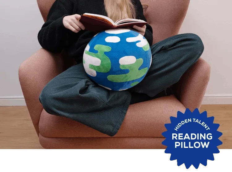 Earth Plushie as a reading pillow