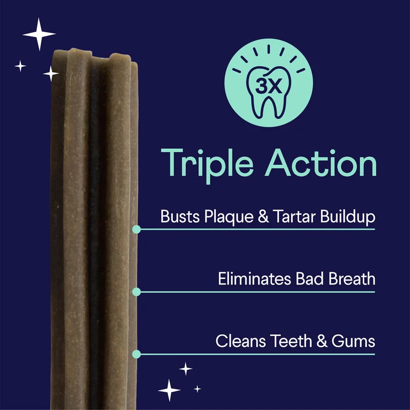 Tiple Action Clean: Chews Bust Plaque & Tartar Buildup, Eliminate Bad Breath, and Clean Teeth & Gums