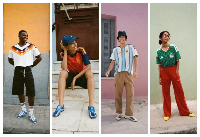 Four models in soccer jersyes