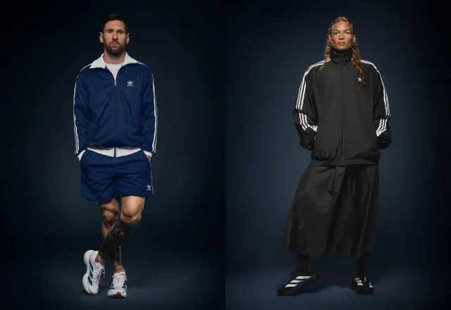 Lionel Messi and Anna Hall wearing Adizero Evo SL