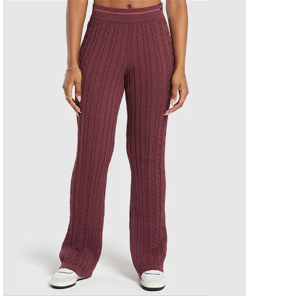 REST DAY CABLE KNIT PANT - Rich Maroon/Marl/GS Burgundy Brown/GS Soft Berry.