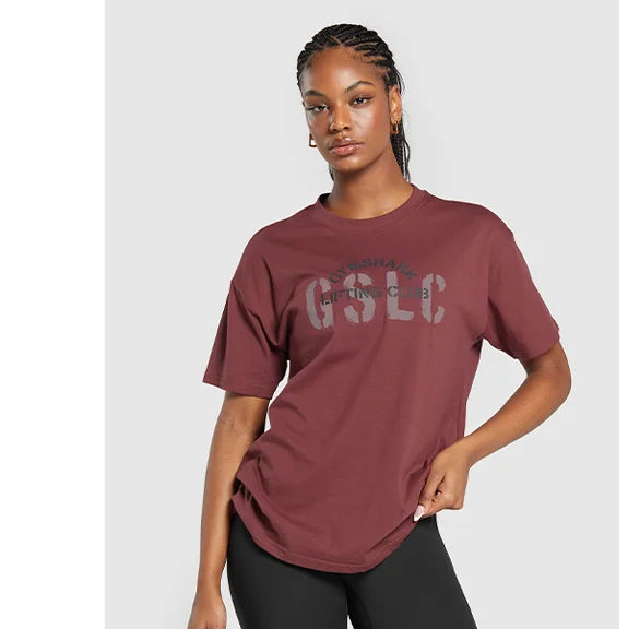 GFX BUILT OVERSIZED SHORT SLEEVE TOP -  WASHED BURGUNDY.