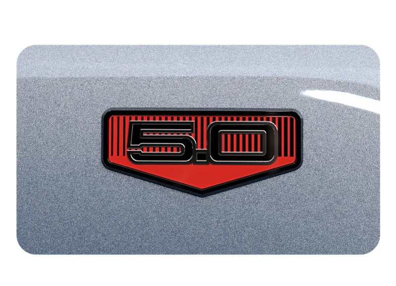Five point zero in a stylized badge