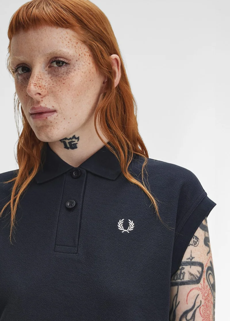 Women's sleeveless Navy Fred Perry Shirt polo