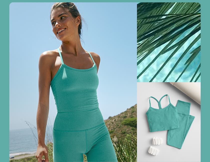 Spacedye Slim Racerback Cropped Tank in Belize Blue Heather