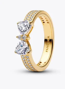 Sparkling Bow Double-row Ring