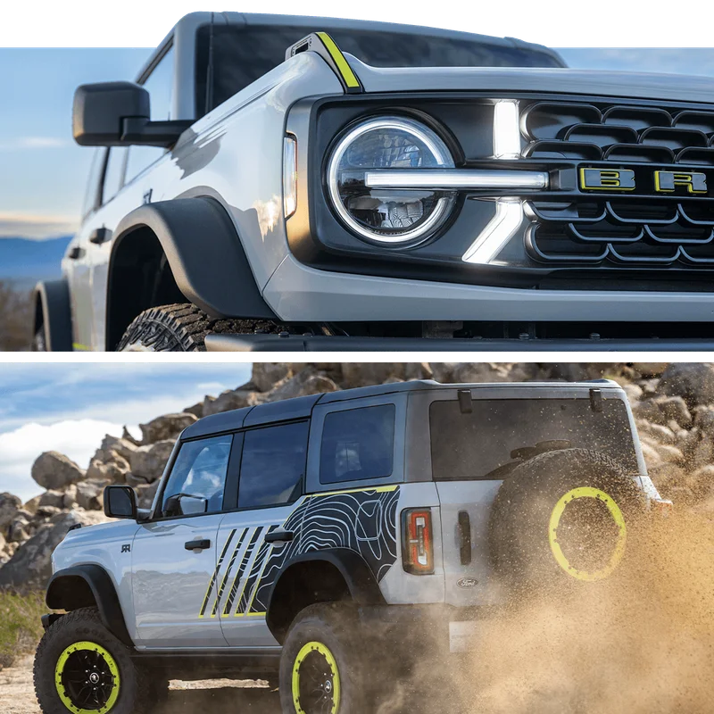 A collage of a front and side view of a Bronco® RTR™ SUV