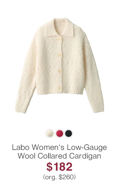 Shop Labo Women's Low-Gauge Wool Collared Cardigan