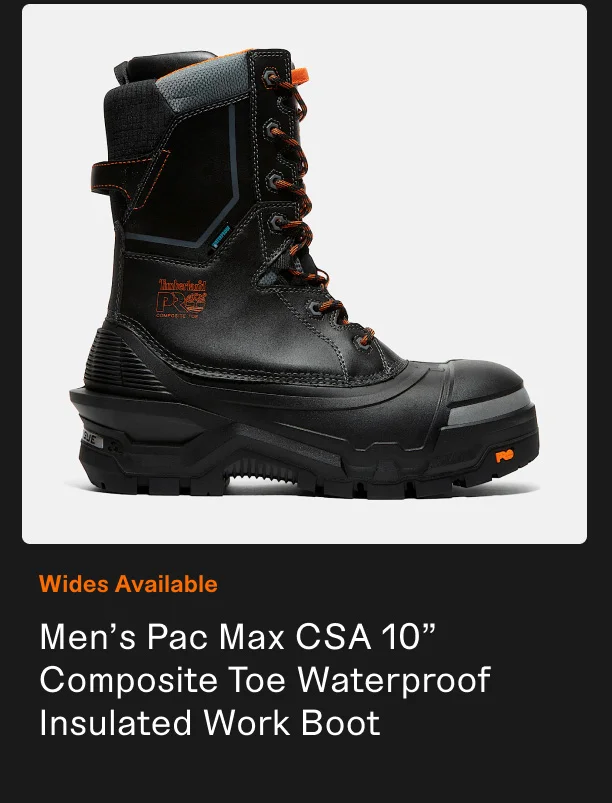 Men's Pac Max CSA 10 Inch Composite Toe Waterproof Insulated Work Boot
