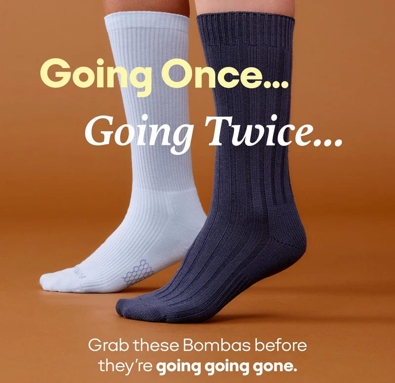 Going Once... Going Twice... Grab these Bombas before they're going going gone.