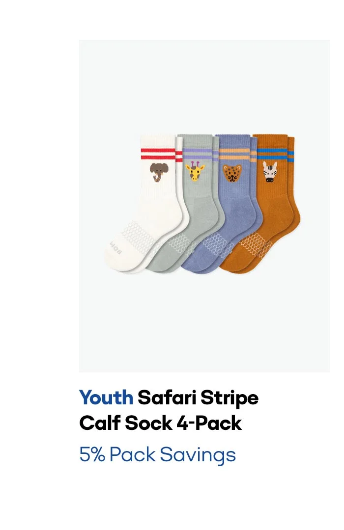 Youth Safari Stripe Calf Sock 4-Pack 5% Pack Savings