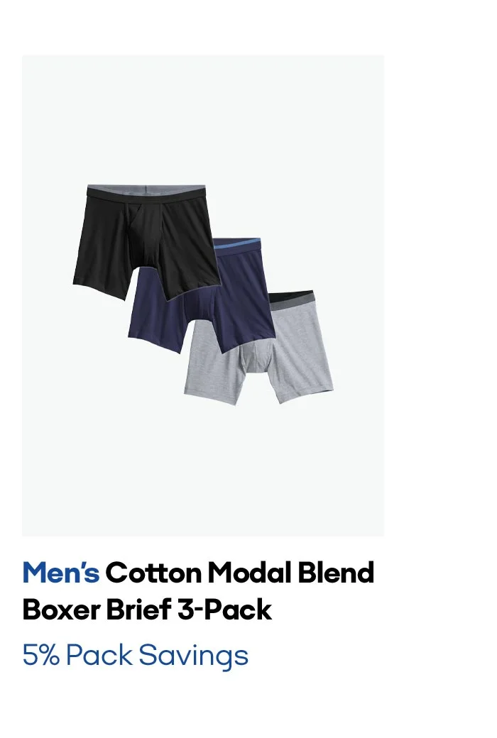 Men's Cotton Modal Blend Boxer Brief 3-Pack 5% Pack Savings