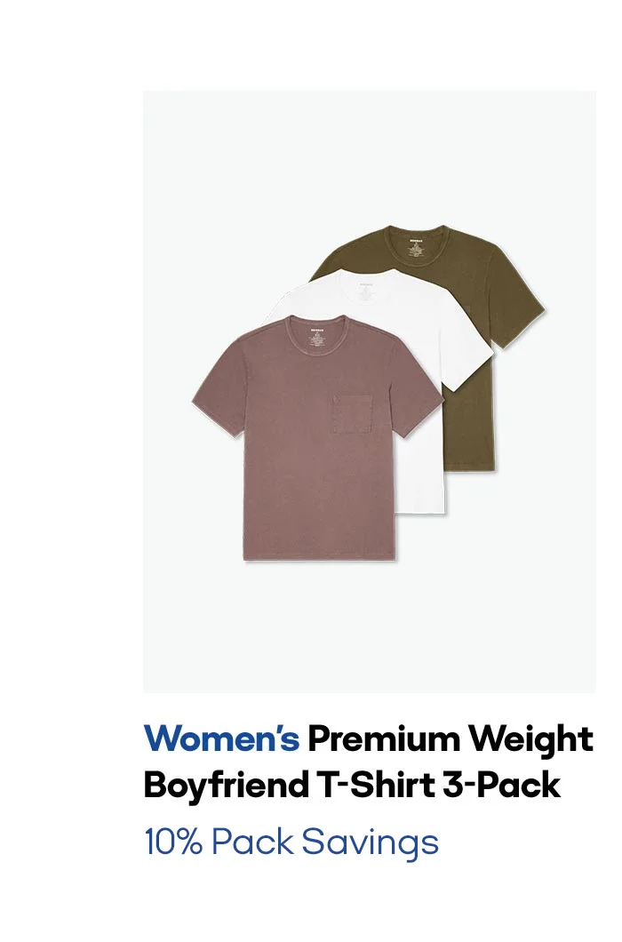 Women's Premium Weight Boyfriend T-Shirt 3-Pack 10% Pack Savings