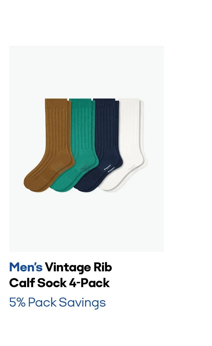 Men's Vintage Rib Calf Sock 4-Pack 5% Pack Savings