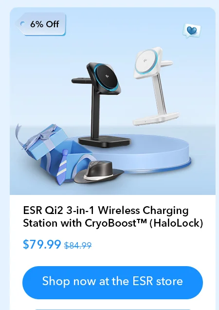 ESR Qi2 3-in-1 Wireless Charging Station with CryoBoost™ (HaloLock)