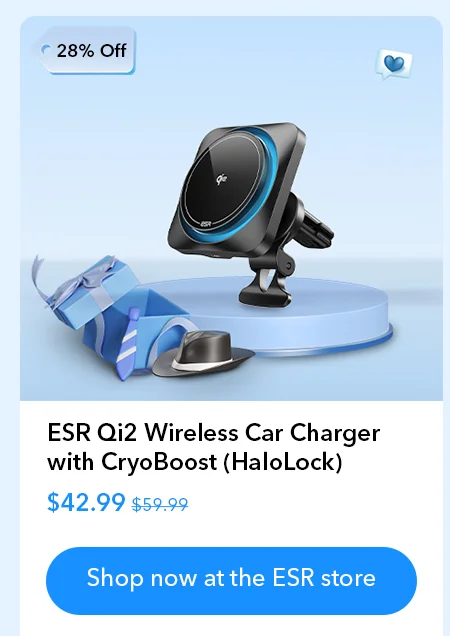 ESR Qi2 Wireless Car Charger with CryoBoost (HaloLock)