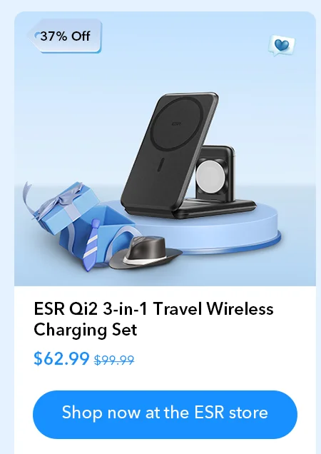 ESR Qi2 3-in-1 Travel Wireless Charging Set