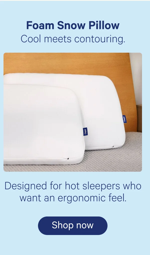 Foam Snow Pillow: Cool meets contouring. Designed for hot sleepers who want an ergonomic feel.