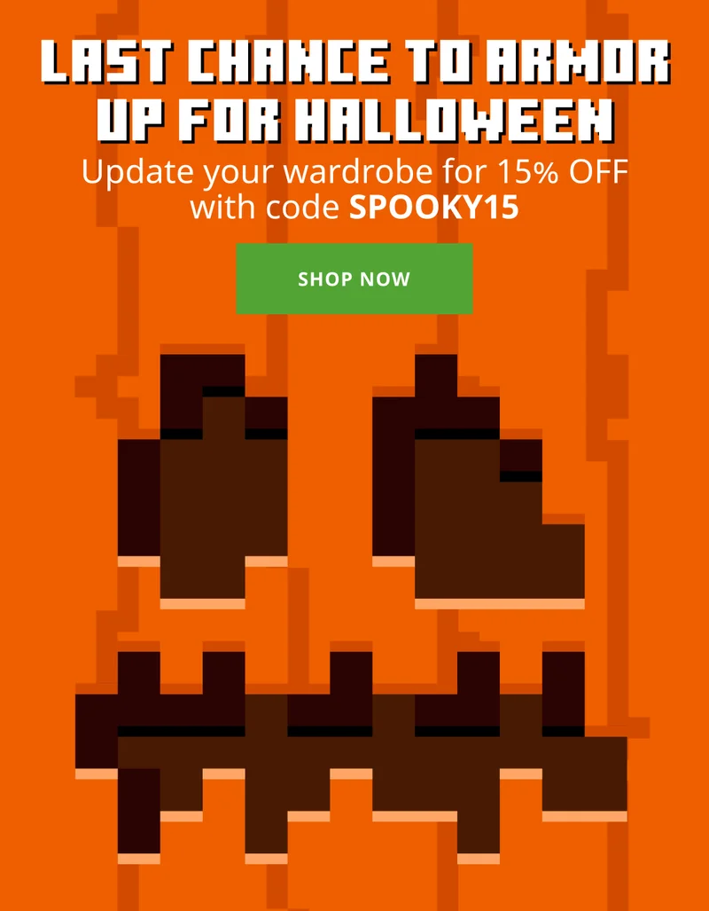 Shop Minecraft Halloween for 15% off with code SPOOKY15