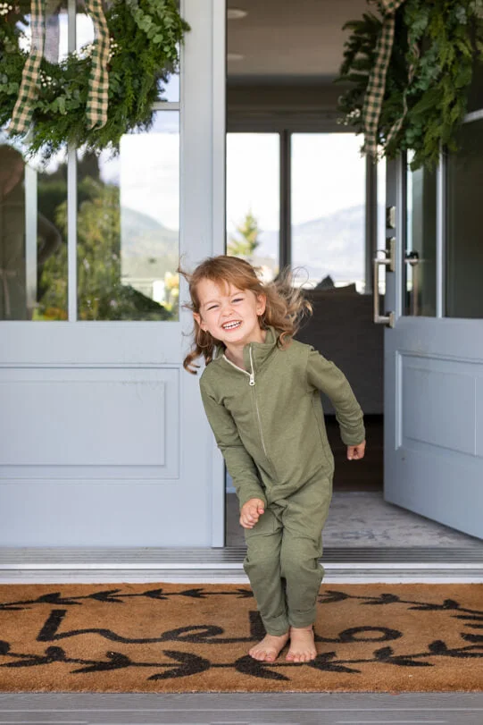 Image of Kids Shay Romper in Mistletoe Green