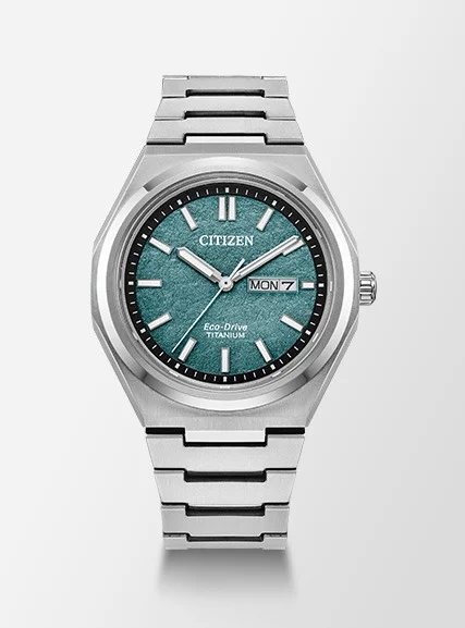 Zenshin Three-hand Green Dial Super Titanium Bracelet