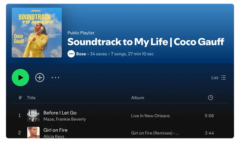 Coco Gauff's Soundtrack to My Life Playlist