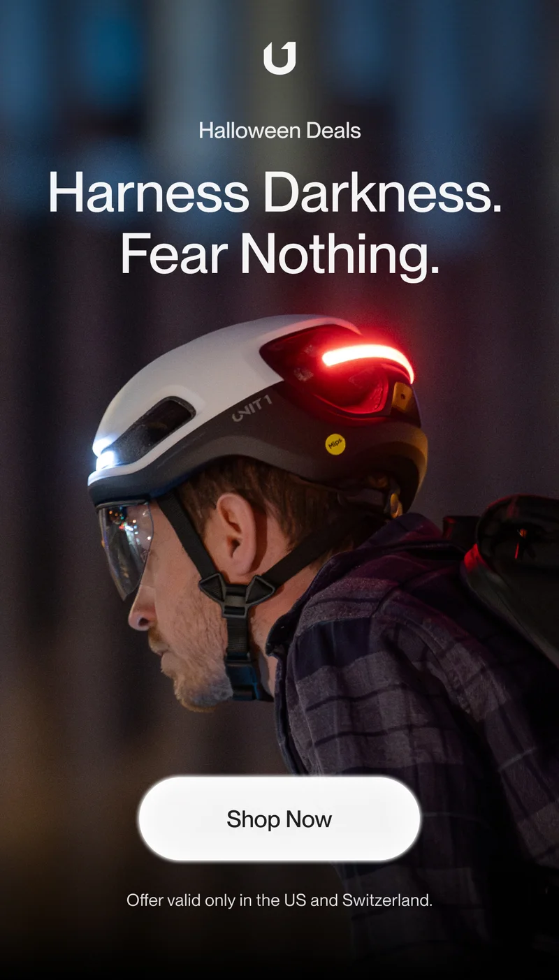 Man with a bike helmet in winter.