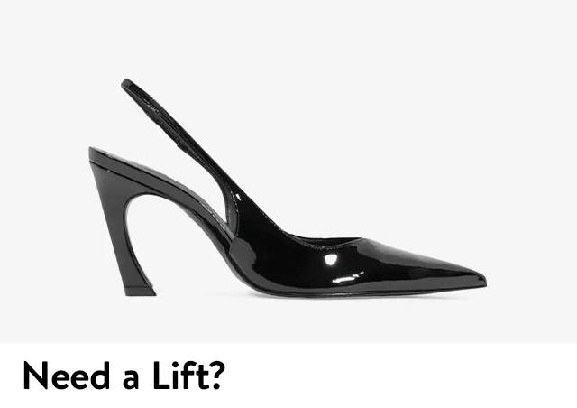 A black slingback pump, ivory slide sandal, silver slingback sandal and red ankle-strap pump.