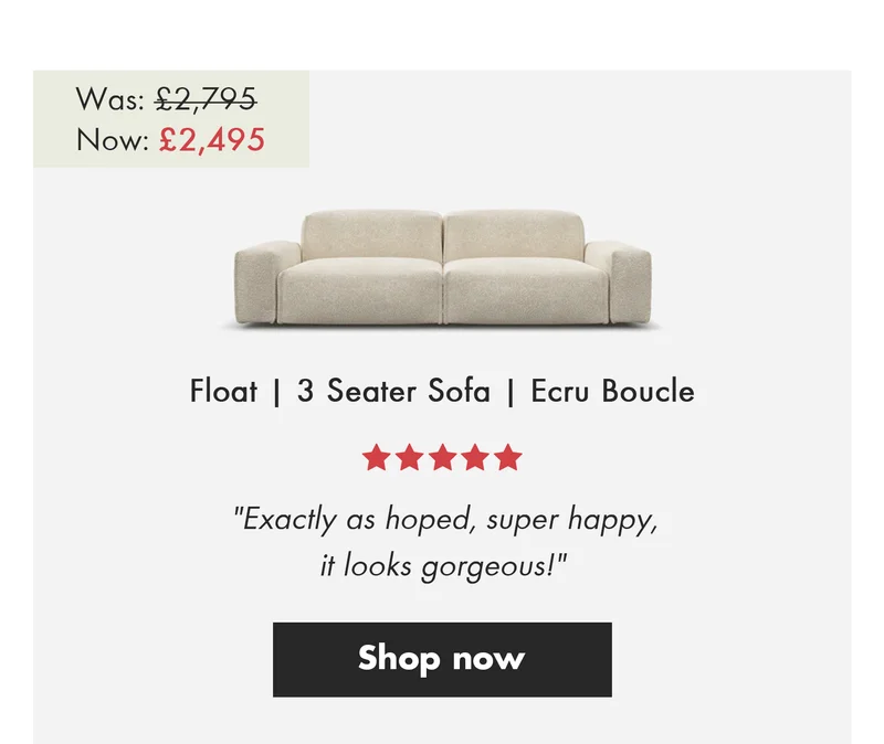 Float - 3 Seater Sofa - Ecru Boucle