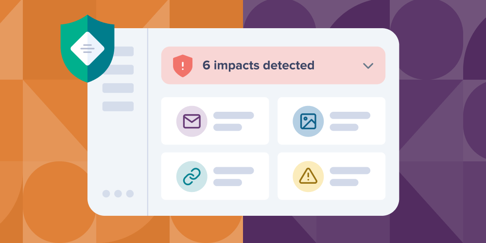 The Email Guardian dashboard showing 6 impacts detected