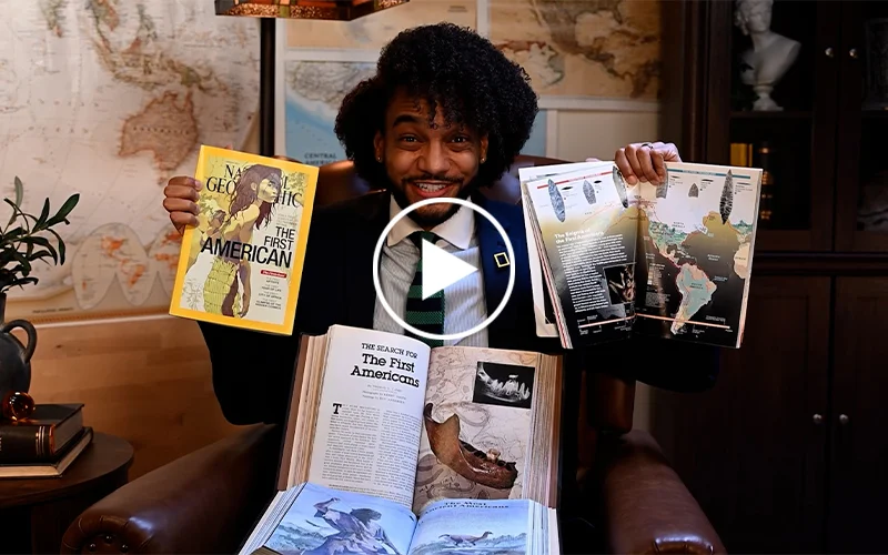 Nat Geo editor Nicholas St. Fleur talks to a camera