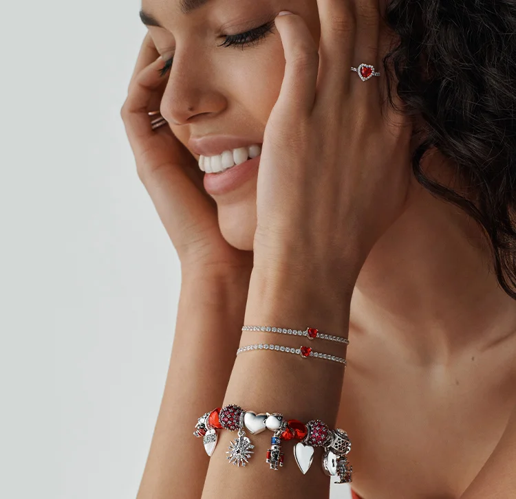Model wears Pandora Jewelry