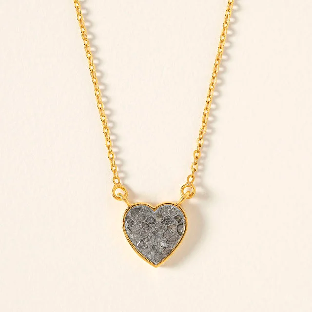 Sliced Raw Diamond Heart Necklace