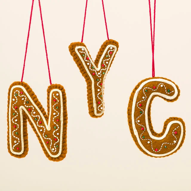 Felt Gingerbread Monogram Ornament