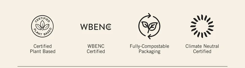 Certified Plant Based. WBE NC Certified. Fully-Compostable Packaging. Climate Neutral Certified.