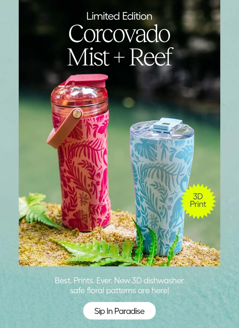 Limited Edition Corcovado Mist + Reef - 3D Print. Best. Prints. Ever. New 3D dishwasher safe floral patterns are here! Sip In Paradise