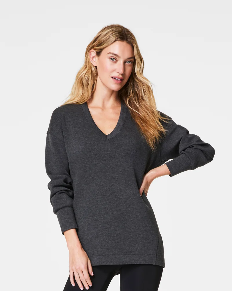 Image of Spanx Women's AirEssentials Brushed V-Neck Tunic, Heather Top