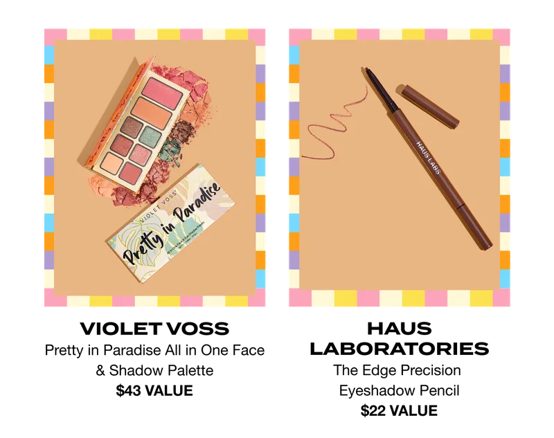 VIOLET VOSS - Pretty in Paradise All in One Face & Shadow Palette - $43 VALUE - Haus laboratories - The Edge Precision - Eyeshadow Pencil - $22 VALUE