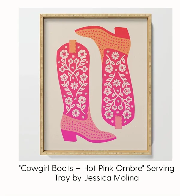 Cowgirl Boots - Hot Pink Ombre Serving Tray by Jessica Molina