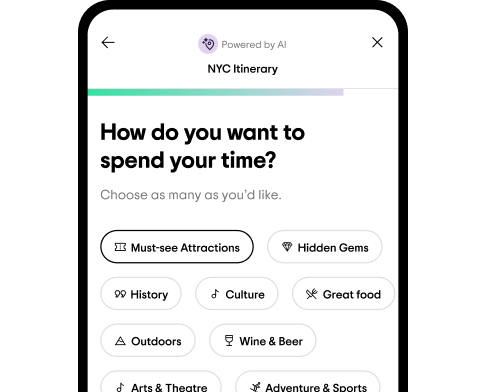 Image Description: A phone screen with the prompt “How do you want to spend your time?” and various options selected.
