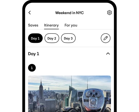 Image Description: A phone screen with a weekend in NYC itinerary.
