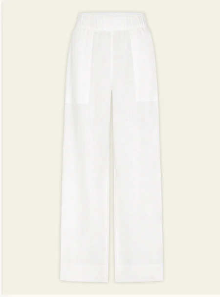 SoftWash Linen Easy Wide Leg Pant 31" in White