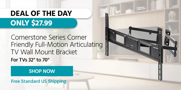 Deal of the Day Cornerstone Series Corner Friendly Full-Motion Articulating TV Wall Mount Bracket For TVs 32"" to 70"" Free Standard US Shipping