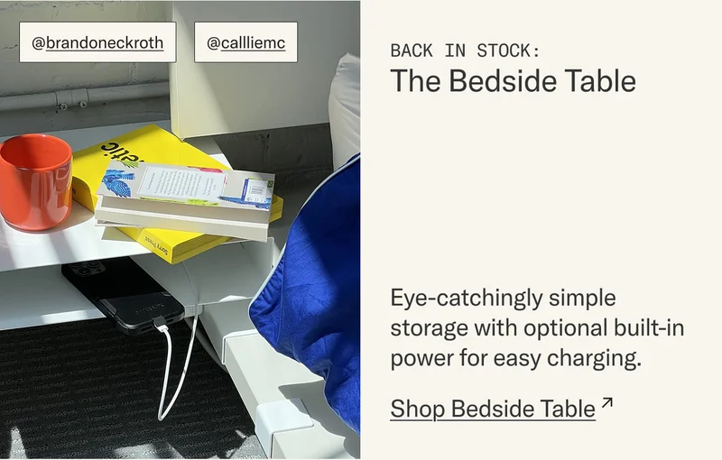 Back in Stock! The Bedside Table. Shop Now