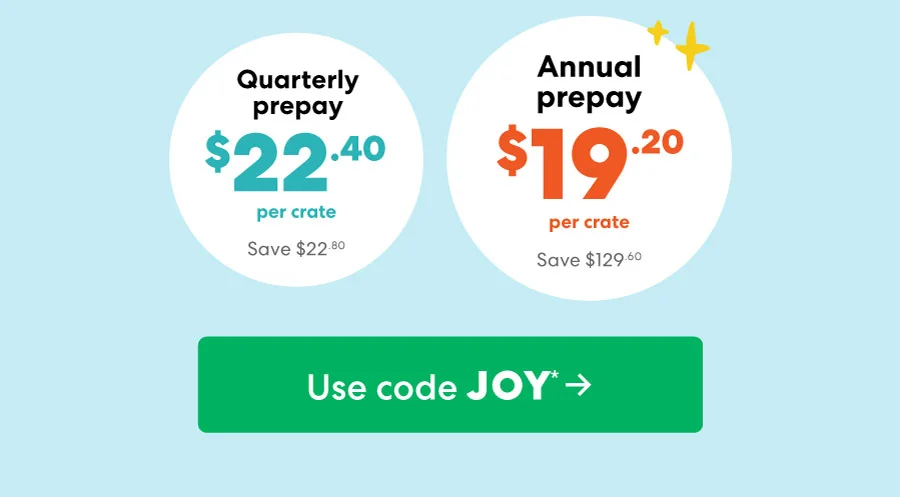 Quarterly prepay $22.40 Annual prepay $19.20