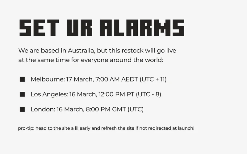 RESTOCKS COMING